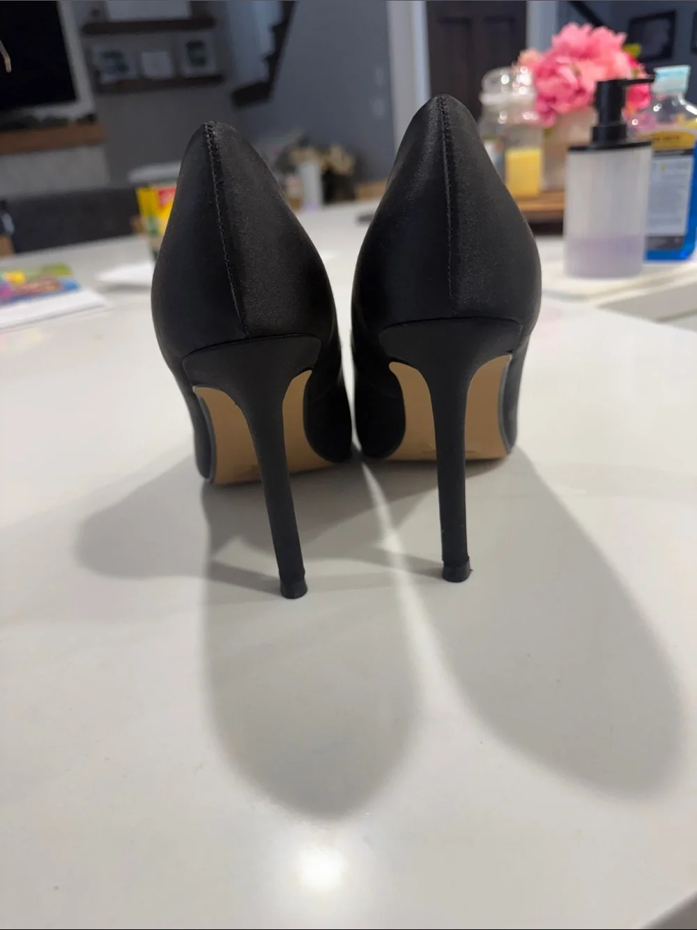 Express Black Pointed Toe Crystal-Embellished Pumps